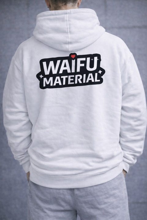 Waifu Material – Playful Anime Text Hoodie