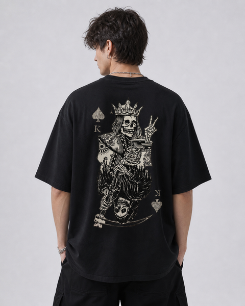 King Skull Baskılı Oversize Tişört