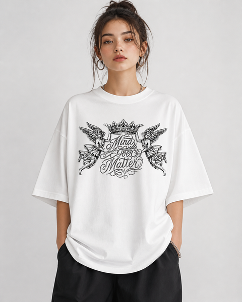 Mind Over Matter Baskılı Oversize Tişört