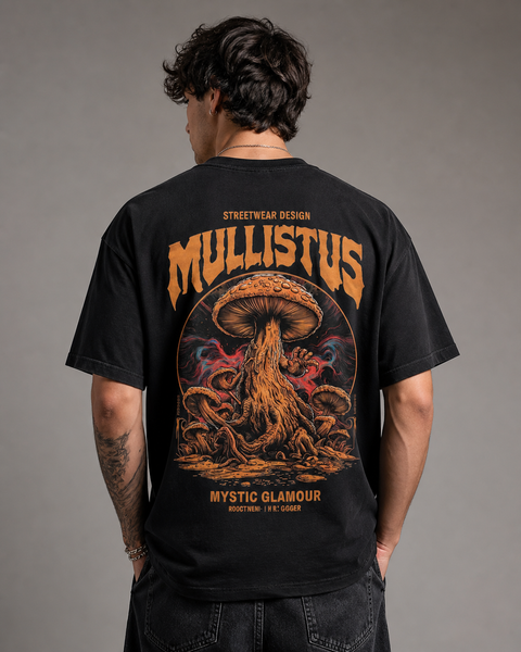 Mistik Mantar Baskılı Oversize Tişört